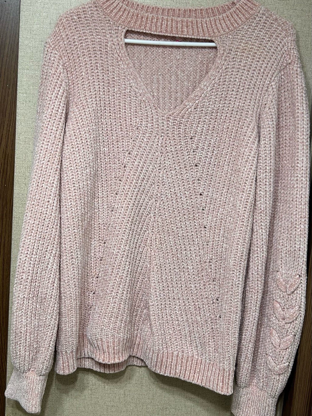 No Boundaries Blush Pink V-Neck Knit Sweater
